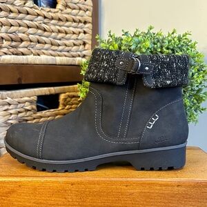 JBU Karissa Women's Water Resistant Charcoal Ankle Boots with Knit Cuff size 9.5